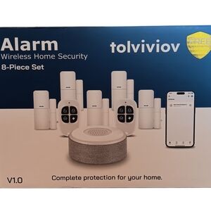 Wireless Home Security Alarm 8-Piece Set - White (2 For Sale) Connects w/ Aleza